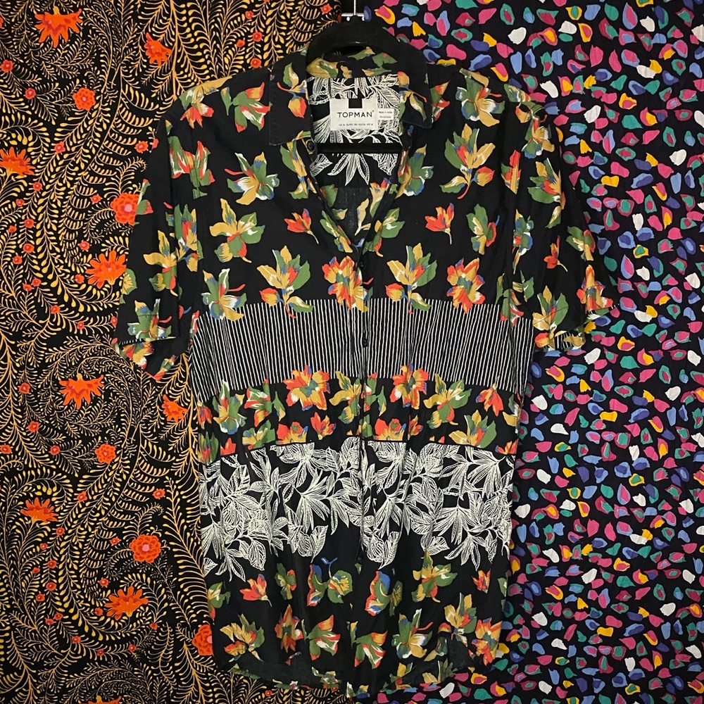 Topman Black Flower Print Shirt